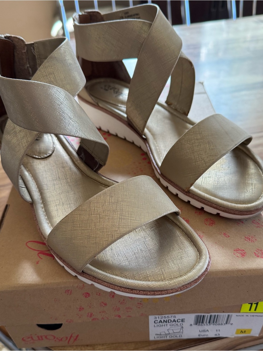 Candace Light Gold Women's Crisscross Sandals